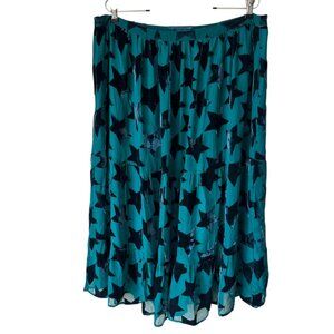 Anthropologie NWT XL Maeve 'Starry-Eyed' Velvet Burnout Silk Gathered Midi Skirt